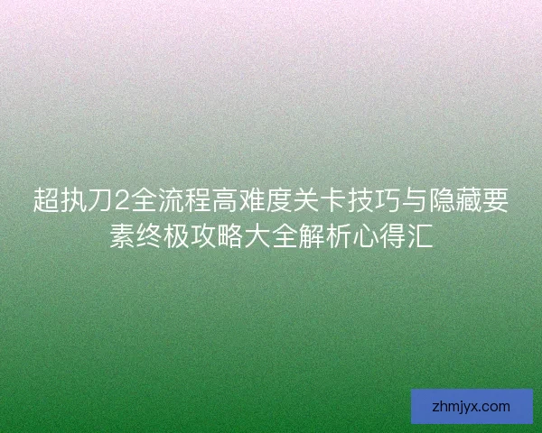 超执刀2全流程高难度关卡技巧与隐藏要素终极攻略大全解析心得汇 超执刀2全流程高难度关卡技巧与隐藏要素终极攻略大全解析心得汇